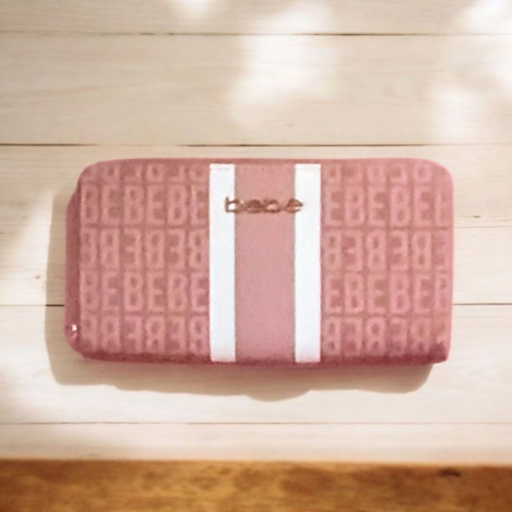 Bebe Pink Wallet with White Accents